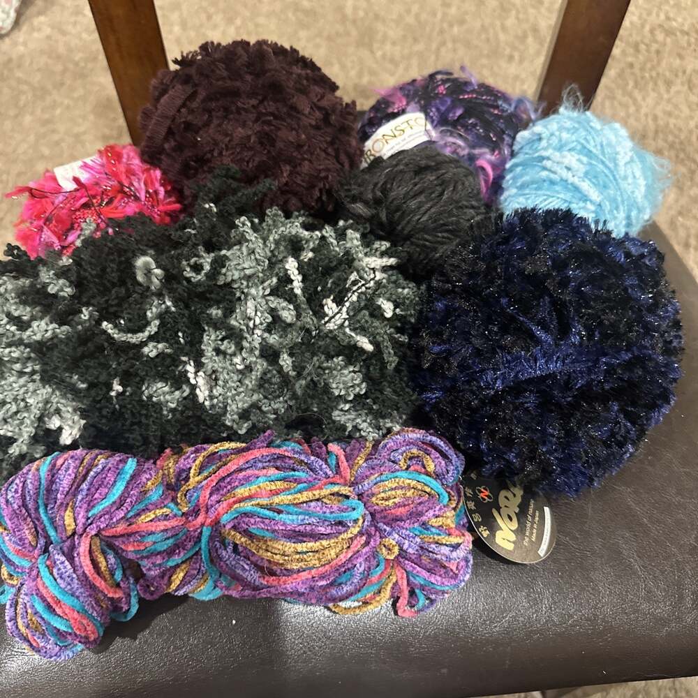 8 Balls Or Skeins Of Yarn Random Colors And Textures